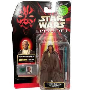 Star Wars Episode 1  Phantom Menace Mace Windu with Lightsaber & Jedi Cloak